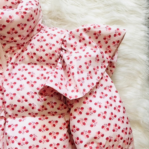 New! HILL HOUSE The Violet Floral Ruffle Sleeve Puffer Jacket - Picture 8 of 15